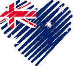 Logo of topdatingsites-au.com - Australia, Heart Shaped Image of Australia flag.